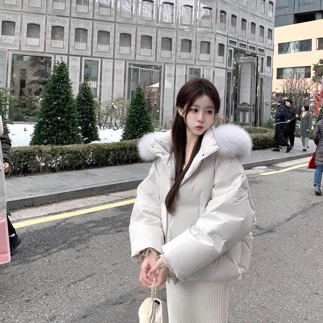 Mengmeng Ja White House Qiuliyuan thickened 90 white duck down down jacket for women winter detachable fur collar little jacket