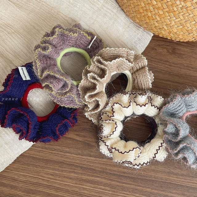 So soft and waxy to the point of foul~Autumn and winter knitted large intestine hair tie for women with ponytail head rope 2025 new high-end hair rope rubber band