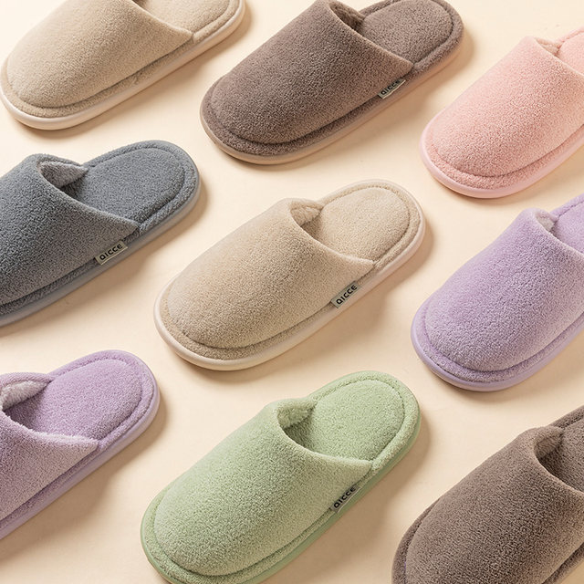 Slipper Women's Winter Room Inside Home Plush Warm and Soft Fave Couple Field Floor Slider Slipper Slipper Men's Winter
