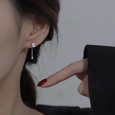 taobao agent Agile long sophisticated earrings, small zirconium with tassels, simple and elegant design