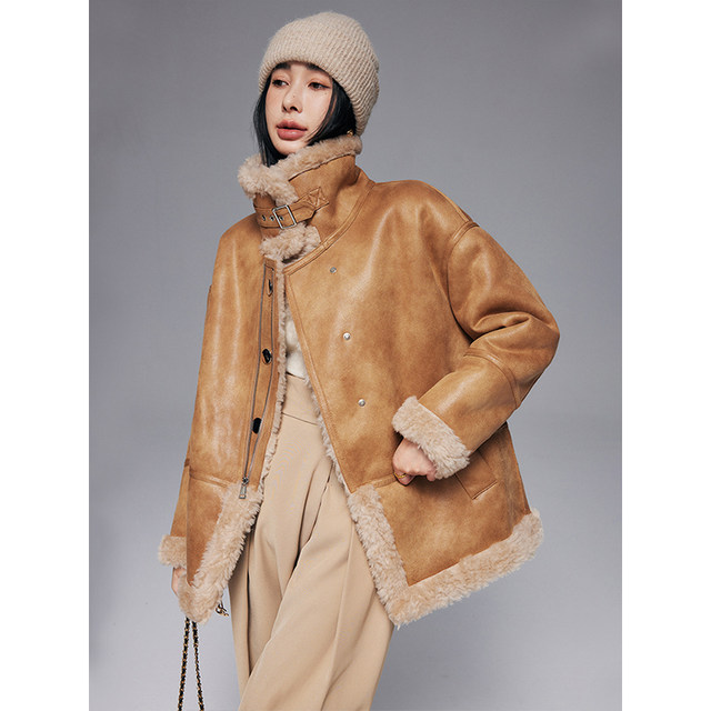 Reversible Motorcycle Lamb Wool Jacket Women's Fur Thickened Young Style 2025 Autumn and Winter New Fur All-in-One Coat