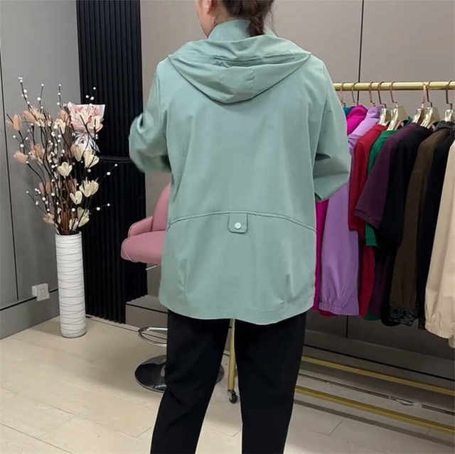 2025 spring new model plus fat plus size fat sister hooded thin solid color jacket middle-aged and elderly fashionable mother suit