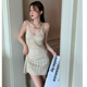 Sexy one-shoulder strapless dress for women's spring black short skirt short skirt small casual dress
