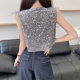 Ostrich-feather vest high-waisted short high-end niche 2025 early spring new versatile sweet fur vest for women
