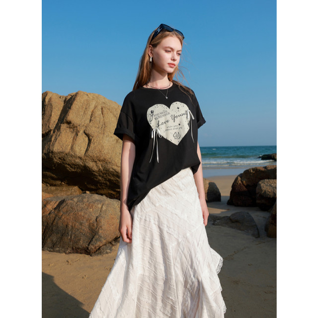Three Color 2025 Summer New White Moonlight Skirt Lace Spliced ​​A-line Skirt Romantic Long Skirt M