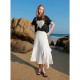 Three Color 2025 Summer New White Moonlight Skirt Lace Spliced ​​A-line Skirt Romantic Long Skirt M
