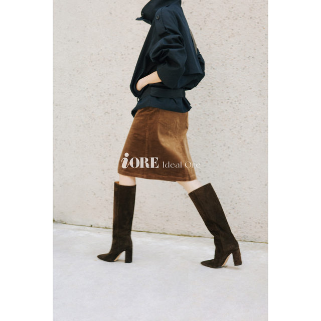 IORE ideal mineral design original construction style minimalist structure thick heel pointed toe knee-high boots