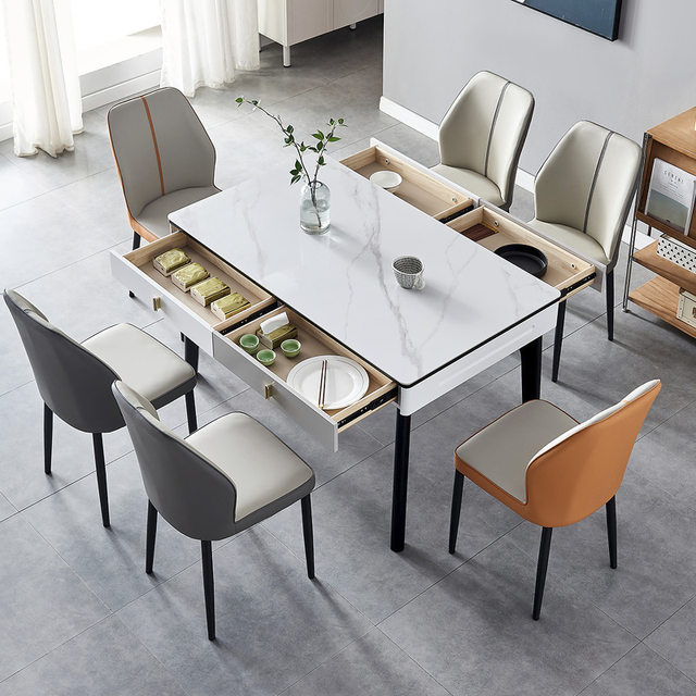Modern simple solid wood slate dining table and chair combination with ...