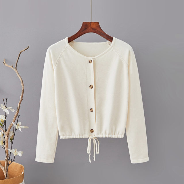 Spring and autumn short coat for women, versatile new Korean style loose sweater, cardigan, sweater top, foreign style, casual and trendy