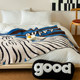 American blue striped puppy multifunctional knitted half-side blanket blanket lunch blanket cover blanket thickened blanket bedroom
