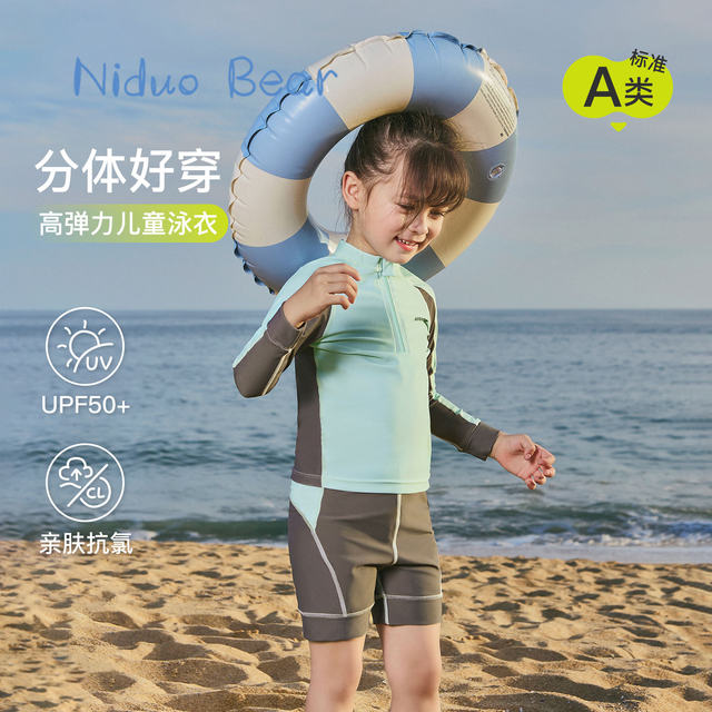 Nicodo 2024 Children's Split Swiming Swimsuit Bao Long Sleeve Sunscape Swiming Swimsuit Male Girls Speed ​​Dry Swimwear High Elasticity
