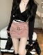 American retro pink denim skirt pants for women in summer new pocket design to make girls look slim and hottie work skirt