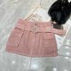 American retro pink denim skirt pants for women in summer new pocket design to make girls look slim and hottie work skirt