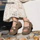 Yierkang women's shoes 2025 summer thick-soled sandals wear Roman skirt with small person looking tall and soft-soled beach shoes
