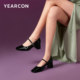 Yierkang women's shoes for spring and autumn patent leather casual thick heel single shoes for women's square toe Mary Zhen shoes high heel leather shoes