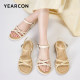 Yierkang women's shoes 2025 summer mother sandals beautiful fairy style soft sole with skirt Roman beach shoes