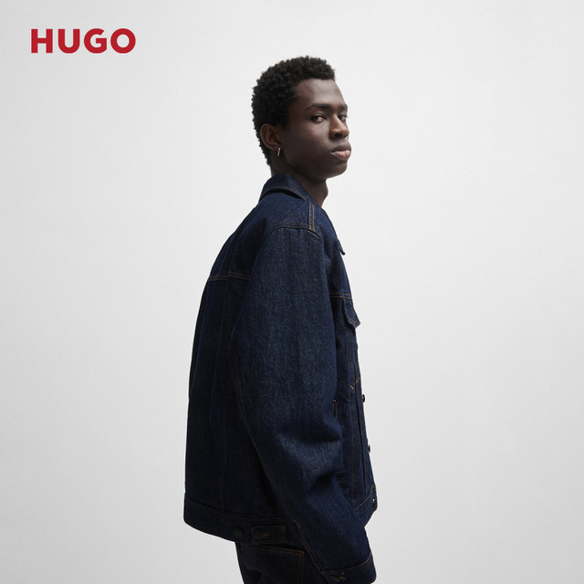 HUGO Hugo Men's Blue Hard Denim Regular Style Jacket