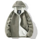 Double-sided fleece jacket for men in autumn and winter thickened warm hooded fleece jacket loose large size plus velvet sweatshirt