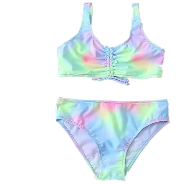 Foreign trade Girls Swimsage Swimsuit Children's Big Big Girls and Girls Fashion Dyeing Triangle Speed ​​Speed ​​Dry Bikini Swimsuit
