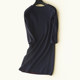 Putting on both sides of a round neck plug -in shoulder, seven -point sleeve wool knit dress, free chest flower spring autumn mid -length skirt tide