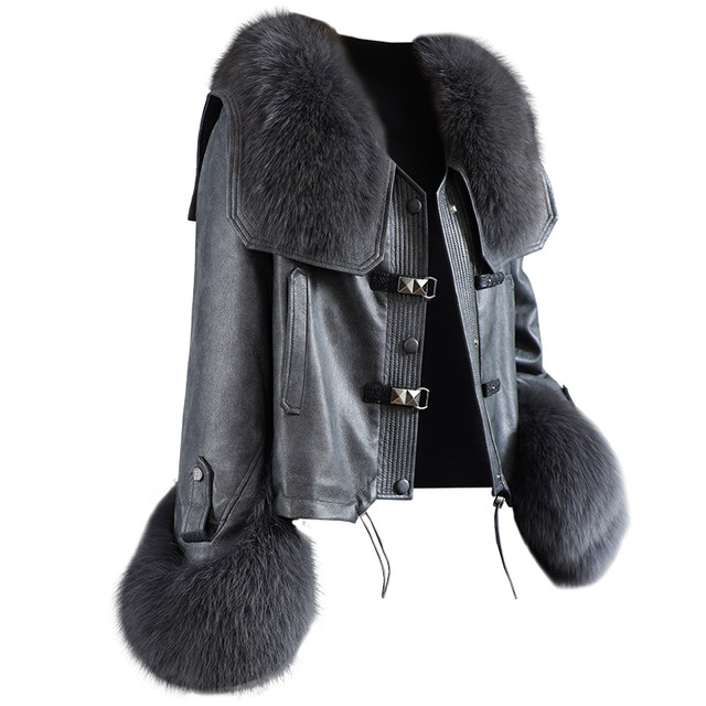 Real fox fur collar fur coat for women splicing 2025 new winter big brand luxury high-end fashion down jacket