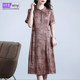 2025 summer new short-sleeved loose large-size belly-covering print Hangzhou mulberry silk satin heavy silk dress for women