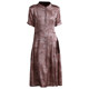 2025 summer new short-sleeved loose large-size belly-covering print Hangzhou mulberry silk satin heavy silk dress for women