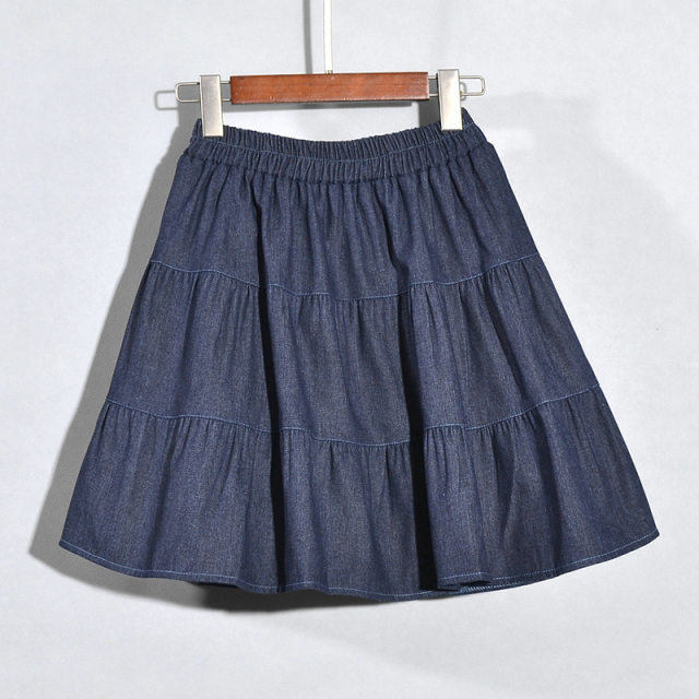 Skirt A-line denim short skirt skirt women's summer 2025 new super hot small cake big splicing umbrella skirt