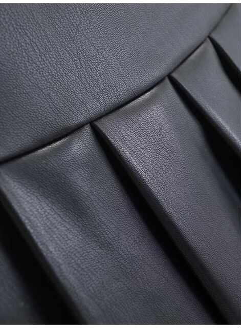 2024 autumn new ultra-short mini leather skirt for female hottie street style side zipper anti-exposure half-body pleated skirt
