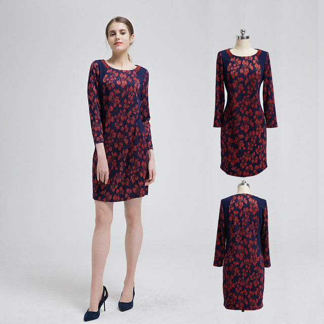 MIAOCAI Spring and Autumn Knitted Skirt Western-style Mommy Style Slim Fashion Dress