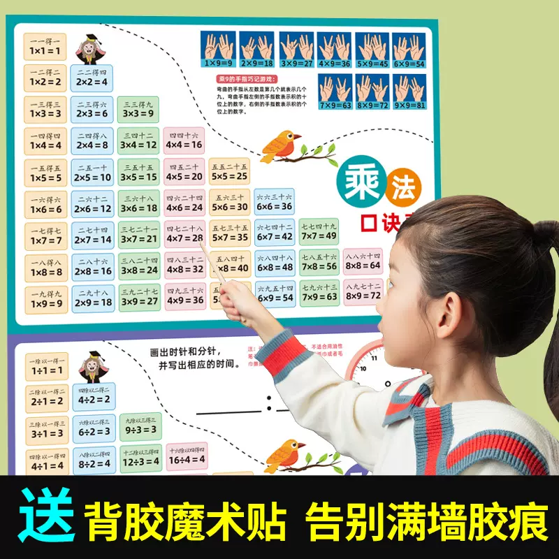 乘法口诀表背诵神器二年级99九九乘除法墙贴口算练习 乘法口诀表背诵神器二年级99九九乘除法墙贴口算练习