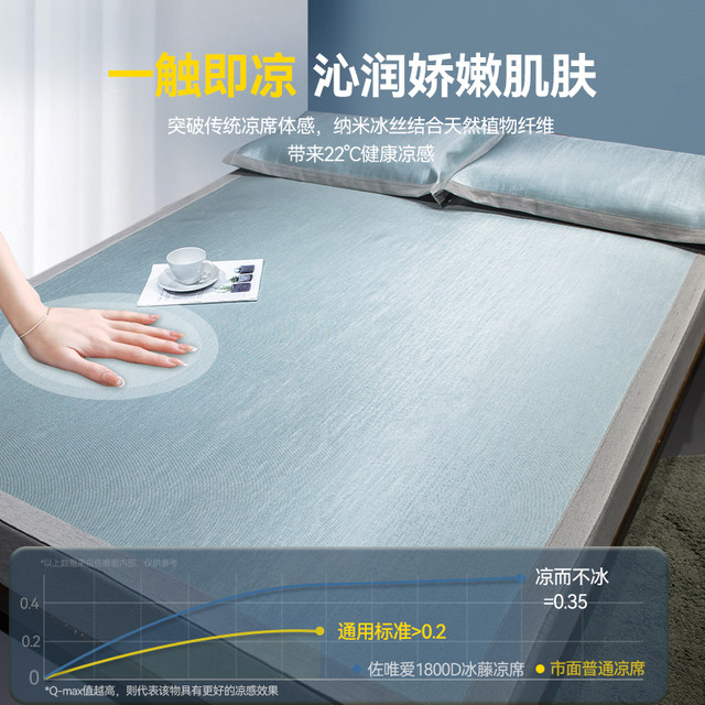 2025 new ice silk cool mat sheet three-piece set summer cool mat Class A mother-child grade machine-washable bed sheet soft mat