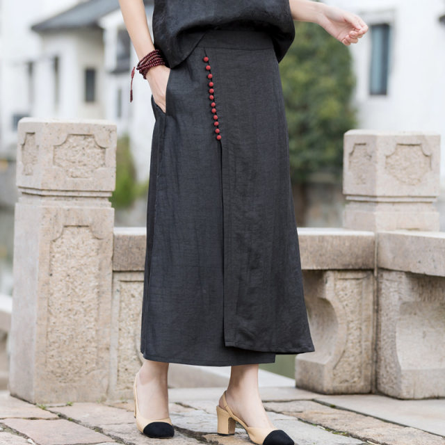 Silk Xiangyunsha 2021 new hip-covered skirt black versatile slim a-line pocket 100% silk long skirt