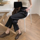 Loose falling cigarette pants for women 2025 autumn and winter new large size fat girl mm black nine-point pants straight suit pants
