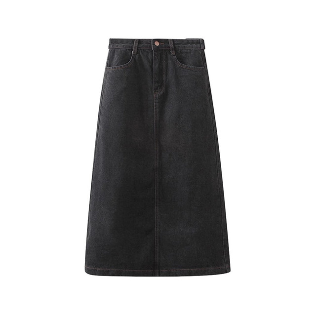 Skirt for women with thick hips and thighs, plus-size denim a-line skirt for fat girls, mid-length pear-shaped skirt