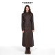 Xiaoyu's old-fashioned brown scrubbing leather retro bronze decorative leather mid-waist long skirt versatile in autumn and winter