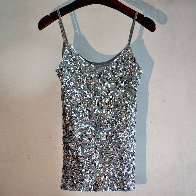 Women's new sequin inner straps sexy bottoming halter tops sleeveless modal slim vest women's tops
