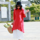Xi Mo brand women's clothing 2024 spring and summer new sloping buckle Xiaoli collar pure ramie shirt skirt in the long hemp ingredient top
