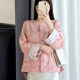 New Chinese style national style pink round neck female 2024 spring and summer new large size tirit Tang costume temperament age reduction top
