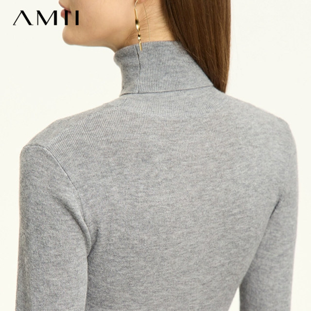 AMII high -necked bottom knit sweater female autumn costume 2024 new cover wool sweater autumn and winter sweater top
