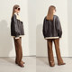 AMII2024 Winter new old money breeze lapel the contrasting environmentally friendly fur woman handmade skin buckle loose jacket
