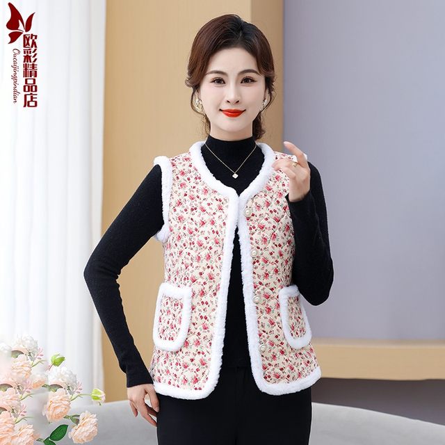 Mother's clothing plus velvet and thickened waistcoat cotton coat autumn and winter new middle-aged and elderly women's clothing 40-50 vest