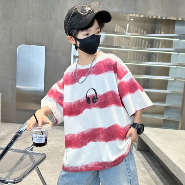 Boys summer thin short-sleeved T-shirt 2025 new children's summer wear street frying half-sleeved pure cotton T-shirt handsome boy t-shirt