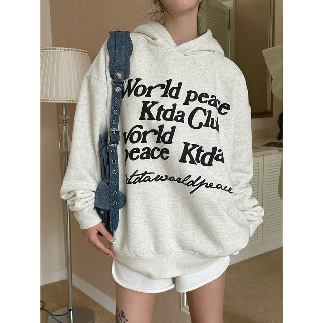KTDA National Chao Basic Letter Couple Foaming Printing and Velvet Sweater Men and Women's Autumn Loose Loose Top