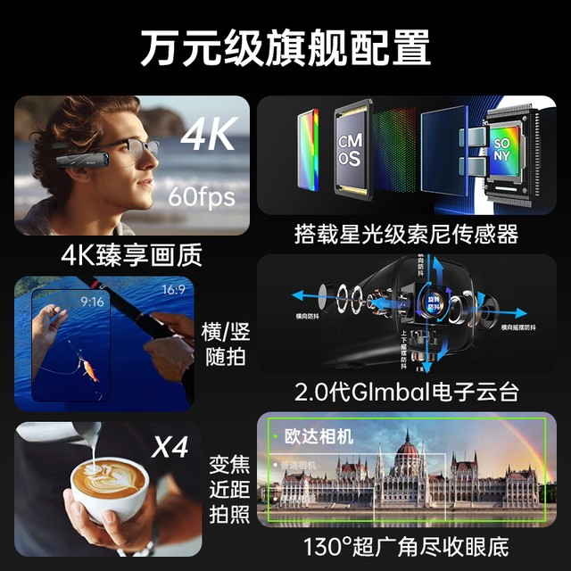 Oda ep8 head-mounted camera first angle of view motion camera 4K ultra-high definition recording photography video equipment v