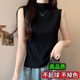 Large size fat mm half turtle neck knitted bottoming sleeveless vest for women 2025 new style for outerwear suit inner wear suspender top