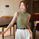 Large size fat mm half turtle neck knitted bottoming sleeveless vest for women 2025 new style for outerwear suit inner wear suspender top