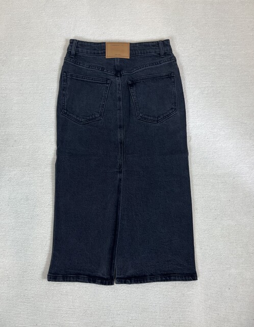 Foreign trade summer new button slit straight tube high-end washing-temperature denim skirt