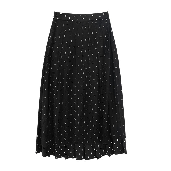 UNIFREE mesh spliced ​​polka dot Berkeley skirt ballet style asymmetric design mid-length pleated skirt