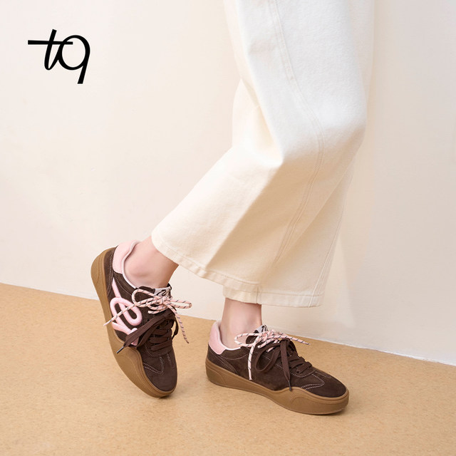 The same style of celebrity Talitaqoom caramel shoes 2025 autumn new thick-soled reverse velvet training shoes tq women's shoe shoes